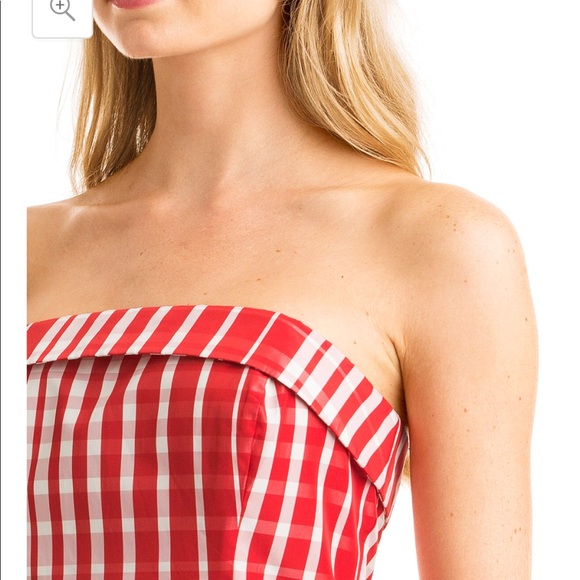 Vineyard Vines Gingham Red Strapless Dress - Picture 6 of 8
